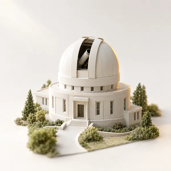 Scale model observatory with a dome